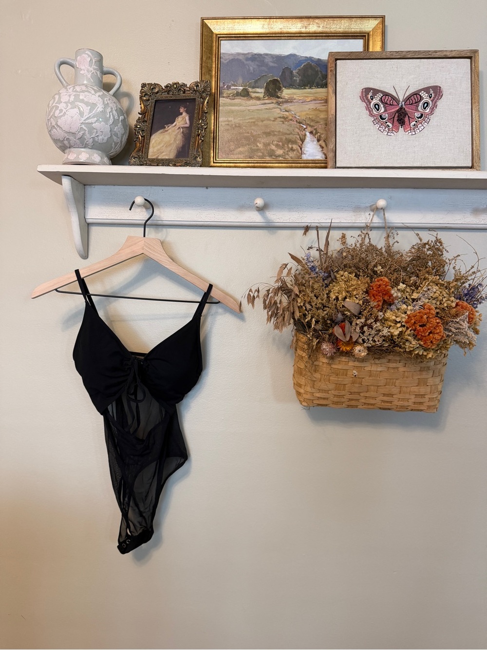 Black Sheer Lace-Front Bodysuit - Women Intimates